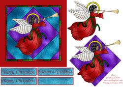 Stained Glass Angel Card Front with Decoupage