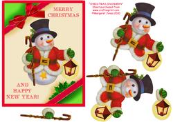 Christmas Snowman Quick Card Front with Decoupage