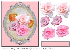 Pink Roses in Oval Frame
