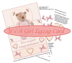 New Baby Girl Zigzag Card with Decoupage