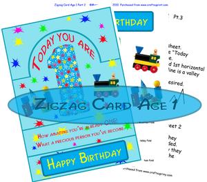 Zigzag Card Age 1 with Decoupage