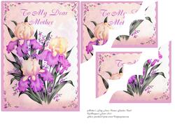 Mothers Day Irises Scalloped Corner Stacker Card