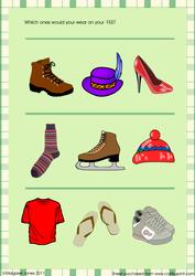 Which One Do You Wear on Your Feet - Kindergarten Sheet