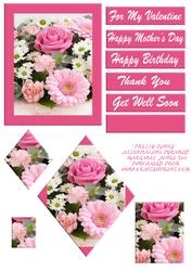 Pretty Pinks Floral Alternating Pyramid Card Many Occasion
