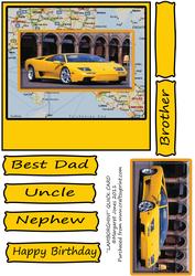 Lamborghini & Map of Italy 6 x 6 Quick Card
