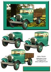 1930's Truck Quick Card with Decoupage