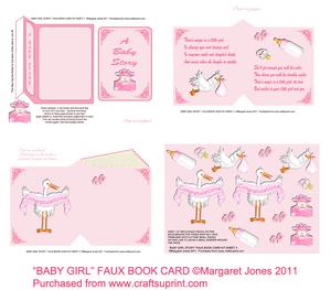 New Baby Girl Story Faux Book Card Kit - New Concept!