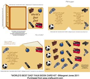 Worlds Best Dad Faux Book Card Kit -fathers Day Keepsake