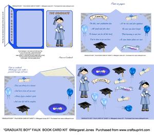 Graduate Boy Faux Book Card Kit, Card & Keepsake