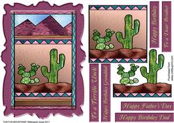 Stained Glass Cactus Mountain Quick Card for Men
