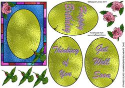 Stained Glass Hummingbird and Rose Card, Birthday,get Well