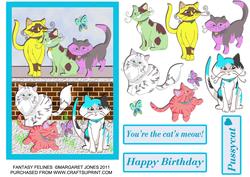 Fantasy Felines Birthday Card