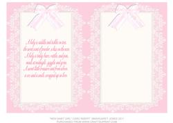 Insert with Verse for New Baby Girl Card Front