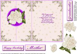 White Rose Fold Back Card, Birthday,grandmother, Mother
