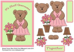 Breast Cancer Bear Quick Card with Decoupage
