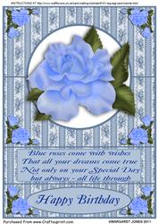 Blue Roses Zig Zag Card