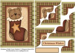 Country Christmas Corner Stacker Teddy