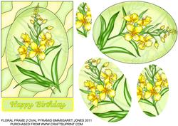 Floral Frame 2 Yellow Flowers Oval Pyramid