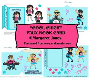 Cool Chick Rock Band Faux Book Birthday Card for Teenager