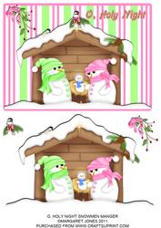 O Holy Night Snowmen Manger Quick Card