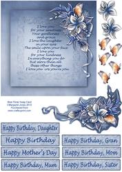 Blue Floral Swag Card - Birthday, Mothers Day