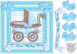 New Baby Boy 8 x 8 Card - Insert Available