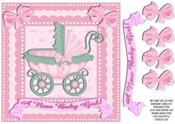 New Baby Girl 8 x 8 Card - Insert Available