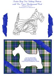 Scottie Dog Iris Folding Pattern with Blue Background