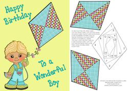 No-trace Kite Boy Iris Folding Birthday Card