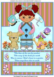 Garden Girl Zigzag Card Any Occasion