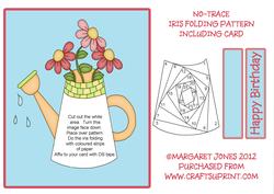 Jug of Flowers Iris Folding Pattern and Card
