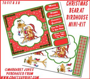 Christmas Bear at Birdhouse 8x8 Mini-kit