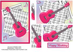Pink Ukulele Pyramid Card
