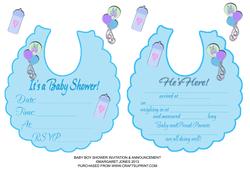 Baby Boy Shower Invitation & Birth Announcement