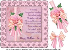 Mothers Day Dahlia 8 x 8 Card