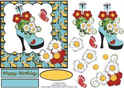 Flower Shoe 6 x 6 Card - Birthday or Any Occasion