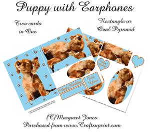 Cute Puppy with Earphones Mini Kit Birthday or Any Occasion