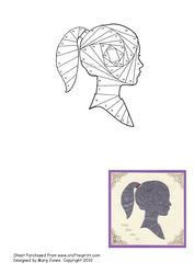 Silhouette of Young Girl Iris Folding Pattern