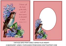 Vintage Bird Print Bible Verse Plus Insert