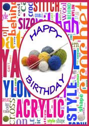 A4 Birthday Card for a Knitting/crochet Addict