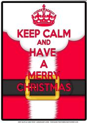Keep Calm on Santa Suit Background