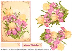 Vintage Lilies Birthday Card