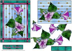Morning Glory Stained Glass Birthday Card
