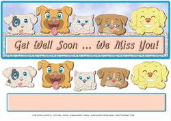 Five Dogs Large Dl - Get Well Soon Card