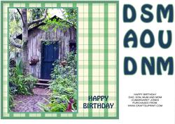Old Shed 8x8 Birthday Card, Dad, Son, Mum or Mom