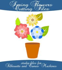 Spring Flowers & Pot Cutting Files For Silhouette & Cameo