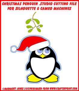 Christmas Penguin Under The Mistletoe Cutting File
