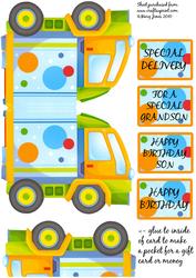 Truck/lorry Birthday Card or Gift Card/money Holder Card