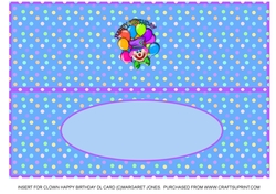 Insert for Clown DL Birthday Card for Boy