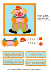 Clown with Cake -easy Card Front with Decoupage